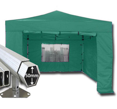 Crocodile Trading 3M X 3M Extreme 50 Commercial Instant Shelter Pop Up Gazebos Frame, Canopy & Sides - Green - image 1