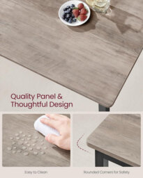 Songmics Family Dining Table, Rectangle Kitchen Table, Industrial Style Furniture, Dining Room Desk, Heather Greige And Ink Black - thumbnail 4