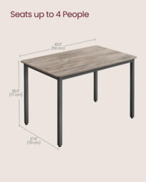 Songmics Family Dining Table, Rectangle Kitchen Table, Industrial Style Furniture, Dining Room Desk, Heather Greige And Ink Black - thumbnail 2