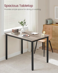 Songmics Family Dining Table, Rectangle Kitchen Table, Industrial Style Furniture, Dining Room Desk, Heather Greige And Ink Black - thumbnail 3