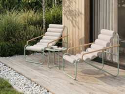 Beliani Garden Lounge Set With Table 2 Seater Pasto Metal Mint Green - thumbnail 2