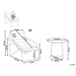 Beliani Garden Lounge Set With Table 2 Seater Pasto Metal Mint Green - thumbnail 3