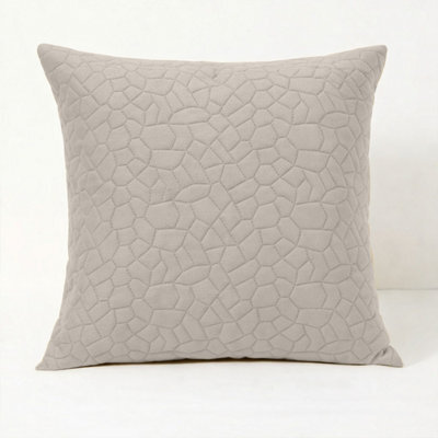 Ameha Beige Embossed Pebbles Velvet Cushion Cover, 18X18 Inch, Ultra Soft, Breathable & Hypoallergenic
