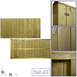 Premier Garden Supplies Ultimate T&g Wooden Fence Panel 6Ft X 3Ft (5 Pack) Vertical Boards Heavy-Duty Pressure Treated Fencing - thumbnail 1