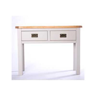 Cabinet Bits Argenta Light Grey 2 Drawer Console Table Brass Drop Handle - image 1