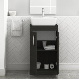 Royal Bathrooms 500mm Floor Standing Vanity Unit 2 Door Hale Black & Countertop Basin - Cube - thumbnail 3