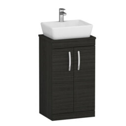 Royal Bathrooms 500mm Floor Standing Vanity Unit 2 Door Hale Black & Countertop Basin - Cube - thumbnail 4
