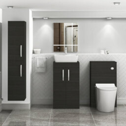 Royal Bathrooms 500mm Floor Standing Vanity Unit 2 Door Hale Black & Countertop Basin - Cube - thumbnail 2