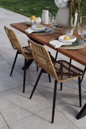 Nordlys Set Of 4 Metal And Rattan Dining Chairs Exotic Boho Dining Room - thumbnail 9