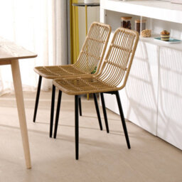 Nordlys Set Of 4 Metal And Rattan Dining Chairs Exotic Boho Dining Room - thumbnail 8