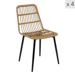 Nordlys Set Of 4 Metal And Rattan Dining Chairs Exotic Boho Dining Room - thumbnail 1