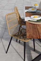 Nordlys Set Of 4 Metal And Rattan Dining Chairs Exotic Boho Dining Room - thumbnail 4