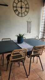 Nordlys Set Of 4 Metal And Rattan Dining Chairs Exotic Boho Dining Room - thumbnail 7