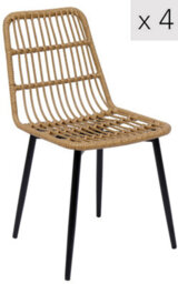 Nordlys Set Of 4 Metal And Rattan Dining Chairs Exotic Boho Dining Room - thumbnail 2