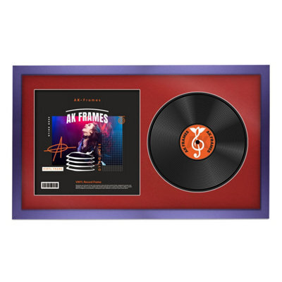 "30X17"" Purple Sleek Vinyl Record Frame With Crimson Mount For 12 Inch Lp Album Cover & Disc - Ak Frames" - image 1