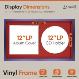 "30X17"" Purple Sleek Vinyl Record Frame With Crimson Mount For 12 Inch Lp Album Cover & Disc - Ak Frames" - thumbnail 2