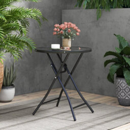 Outdoor Portable Metal Table Garden Patio Folding Round Table Bistro Table - thumbnail 6