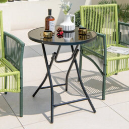 Outdoor Portable Metal Table Garden Patio Folding Round Table Bistro Table - thumbnail 5