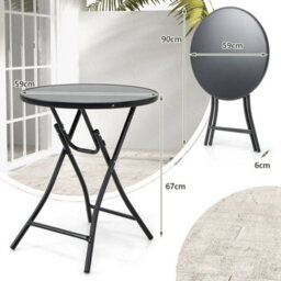 Outdoor Portable Metal Table Garden Patio Folding Round Table Bistro Table - thumbnail 2