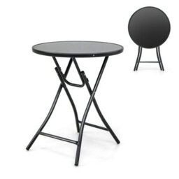 Outdoor Portable Metal Table Garden Patio Folding Round Table Bistro Table - thumbnail 1