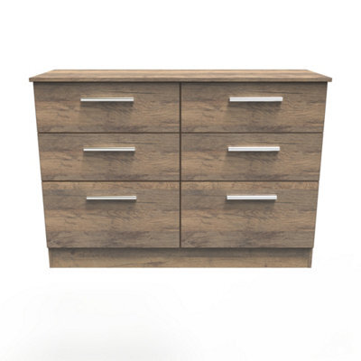 Trent 6 Drawer Wide Chest In Vintage Oak (Ready Assembled) - image 1
