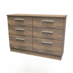 Trent 6 Drawer Wide Chest In Vintage Oak (Ready Assembled) - thumbnail 3