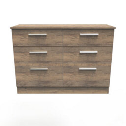 Trent 6 Drawer Wide Chest In Vintage Oak (Ready Assembled) - thumbnail 1