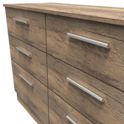Trent 6 Drawer Wide Chest In Vintage Oak (Ready Assembled) - thumbnail 4