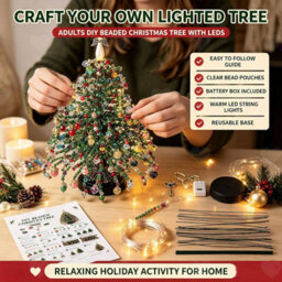 Amorly Diy Beaded Christmas Tree Kit For Adults, Crystal Craft Set With Beads, Branches And Frame, Sparkling Angel Light Tabletop Decor - thumbnail 2