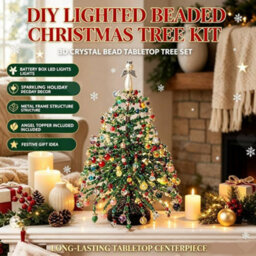 Amorly Diy Beaded Christmas Tree Kit For Adults, Crystal Craft Set With Beads, Branches And Frame, Sparkling Angel Light Tabletop Decor - thumbnail 3