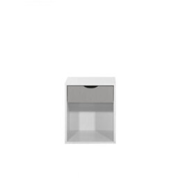Timber Art Design Alton Bedside Cabinet Bedroom Furniture Nightstand Table 1 Drawer White Grey - thumbnail 3
