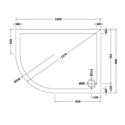 Nes Home Lh 1200 X 900mm Offset Brushed Brass Framed Quadrant Shower Enclosure  & Tray - thumbnail 9