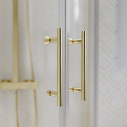 Nes Home Lh 1200 X 900mm Offset Brushed Brass Framed Quadrant Shower Enclosure  & Tray - thumbnail 2
