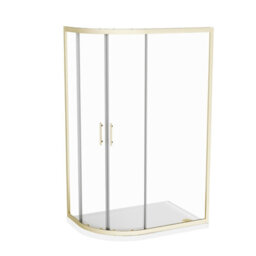 Nes Home Lh 1200 X 900mm Offset Brushed Brass Framed Quadrant Shower Enclosure  & Tray - thumbnail 5