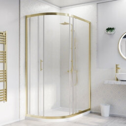 Nes Home Lh 1200 X 900mm Offset Brushed Brass Framed Quadrant Shower Enclosure  & Tray - thumbnail 3