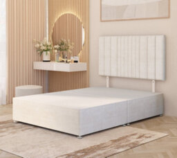 Somnior Beds Somnior Alexas Plush Velvet 4Ft6 Double Divan Bed Base With Upholstered Headboard Ivory