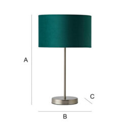 Valuelights Charles Brushed Chrome Table Lamp With Green Velvet Shade And Bulb - thumbnail 8