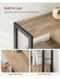 LEDREM Bookshelf, Storage Shelf, Large Bookcase With Doors, 4 Shelves, Steel Structure, Industrial Style, For Living Room - thumbnail 4