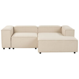 Beliani Modular Corner Sofa 3 Seater Ardal Fabric Beige With Ottoman Left Hand - thumbnail 7