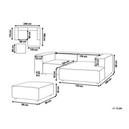 Beliani Modular Corner Sofa 3 Seater Ardal Fabric Beige With Ottoman Left Hand - thumbnail 3