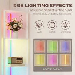 Homcom Rgb Led Floor Lamp With Shelves And Remote Control For Living Room - thumbnail 4