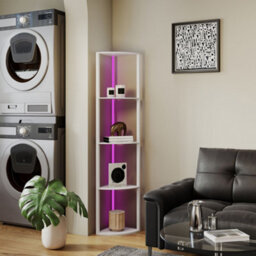 Homcom Rgb Led Floor Lamp With Shelves And Remote Control For Living Room - thumbnail 9