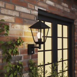 GoodHome Fixed Matt Black Pir Motion Sensor Outdoor Lantern Wall Light 25W - thumbnail 5