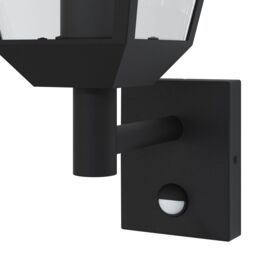 GoodHome Fixed Matt Black Pir Motion Sensor Outdoor Lantern Wall Light 25W - thumbnail 4