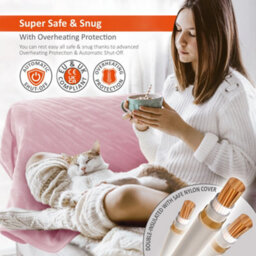 Warmer Wärmer Luxury Heated Throw With Digital Controller, 9-Hour Timer And 10 Heat Settings - 200Cm X 130Cm - Pink - thumbnail 6