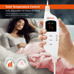 Warmer Wärmer Luxury Heated Throw With Digital Controller, 9-Hour Timer And 10 Heat Settings - 200Cm X 130Cm - Pink - thumbnail 5