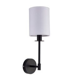 Luminosa Lighting Luminosa Sancerre Wall Lamp With Shade Matt Black, Vintage White Fabric, 1X E14 - thumbnail 6