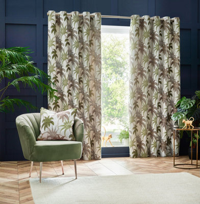 Wylder Galapagos Jacquard Room Darkening Eyelet Curtain Pair Green (W)168Cm X (D)137Cm - image 1