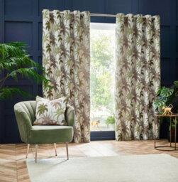 Wylder Galapagos Jacquard Room Darkening Eyelet Curtain Pair Green (W)168Cm X (D)137Cm