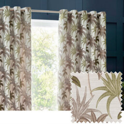 Wylder Galapagos Jacquard Room Darkening Eyelet Curtain Pair Green (W)168Cm X (D)137Cm - thumbnail 6